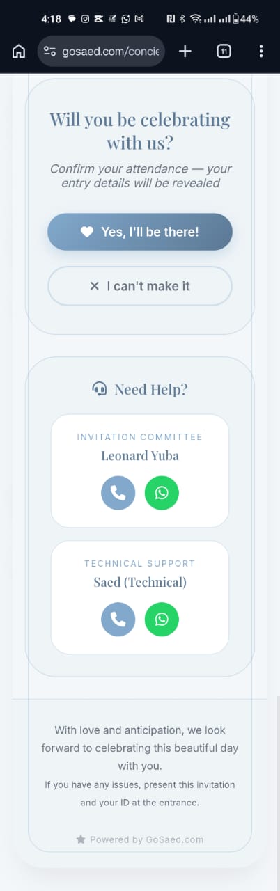 RSVP screen